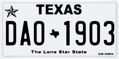 TX license plate DAO1903