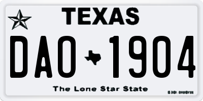 TX license plate DAO1904