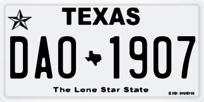 TX license plate DAO1907