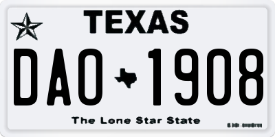 TX license plate DAO1908