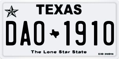 TX license plate DAO1910