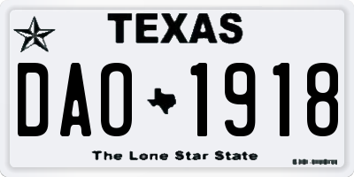 TX license plate DAO1918