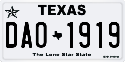 TX license plate DAO1919