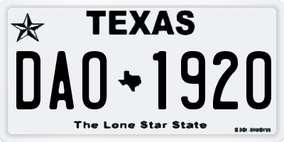 TX license plate DAO1920