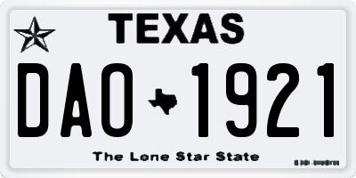 TX license plate DAO1921