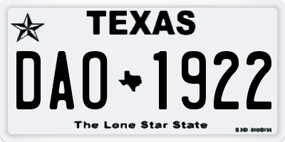TX license plate DAO1922