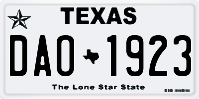 TX license plate DAO1923