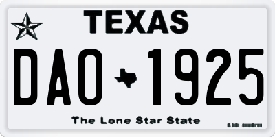 TX license plate DAO1925