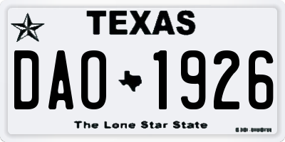 TX license plate DAO1926