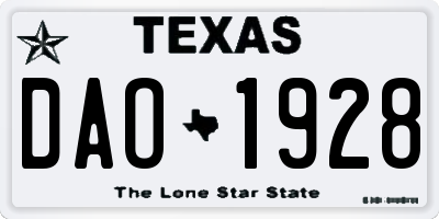TX license plate DAO1928