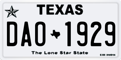 TX license plate DAO1929