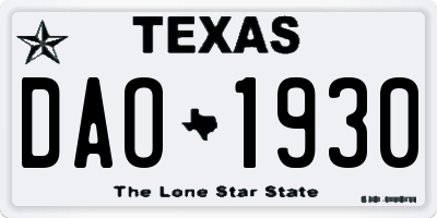 TX license plate DAO1930