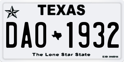TX license plate DAO1932