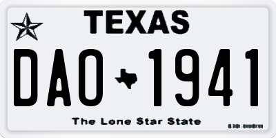 TX license plate DAO1941