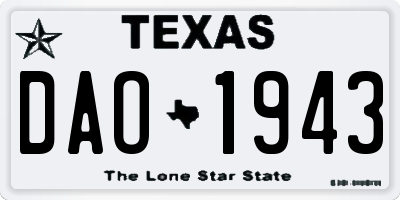 TX license plate DAO1943