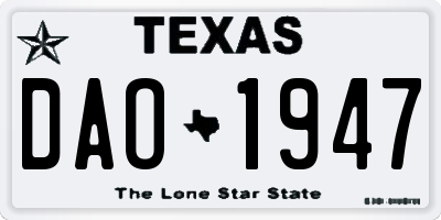 TX license plate DAO1947
