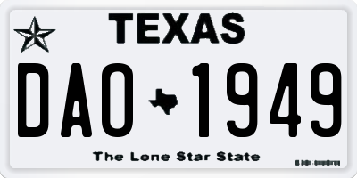 TX license plate DAO1949