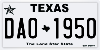 TX license plate DAO1950