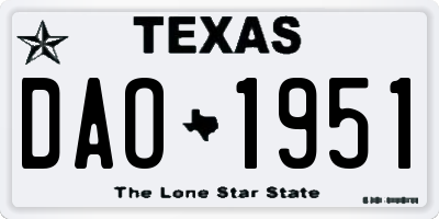 TX license plate DAO1951