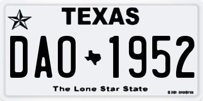 TX license plate DAO1952
