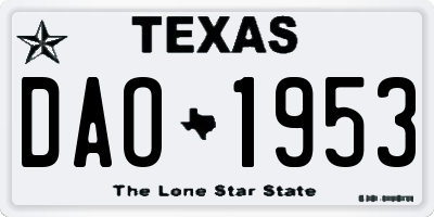 TX license plate DAO1953