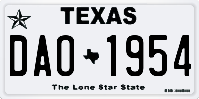TX license plate DAO1954