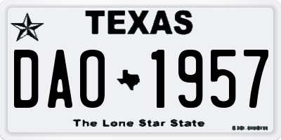 TX license plate DAO1957