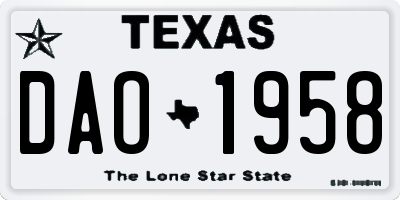 TX license plate DAO1958