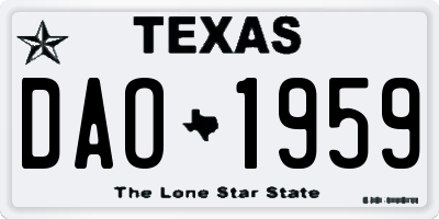 TX license plate DAO1959