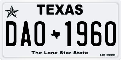 TX license plate DAO1960