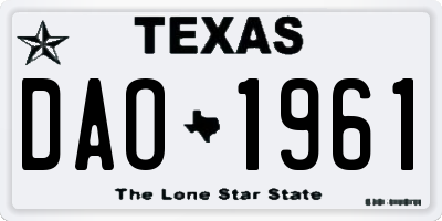 TX license plate DAO1961