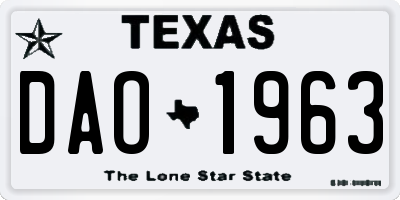 TX license plate DAO1963