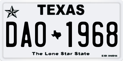 TX license plate DAO1968
