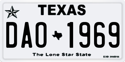 TX license plate DAO1969