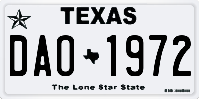 TX license plate DAO1972