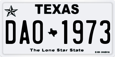 TX license plate DAO1973