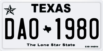 TX license plate DAO1980