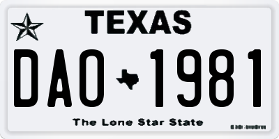 TX license plate DAO1981
