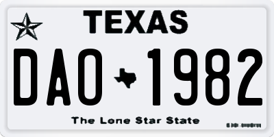 TX license plate DAO1982