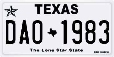 TX license plate DAO1983