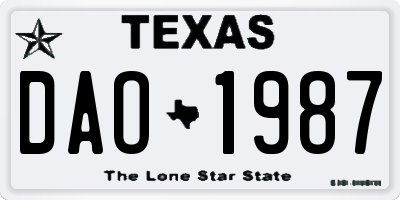 TX license plate DAO1987