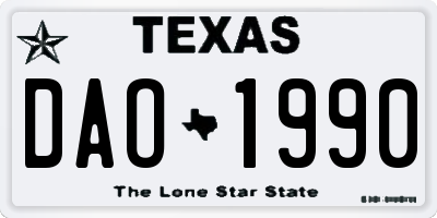 TX license plate DAO1990