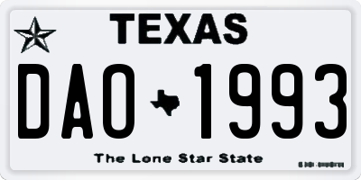TX license plate DAO1993