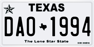 TX license plate DAO1994