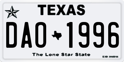 TX license plate DAO1996