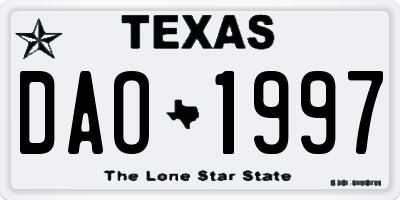 TX license plate DAO1997
