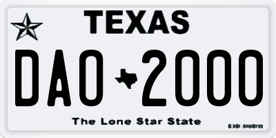 TX license plate DAO2000
