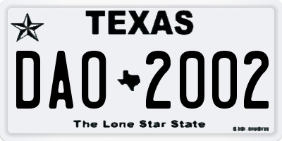 TX license plate DAO2002