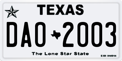TX license plate DAO2003