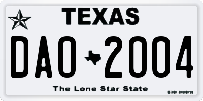 TX license plate DAO2004